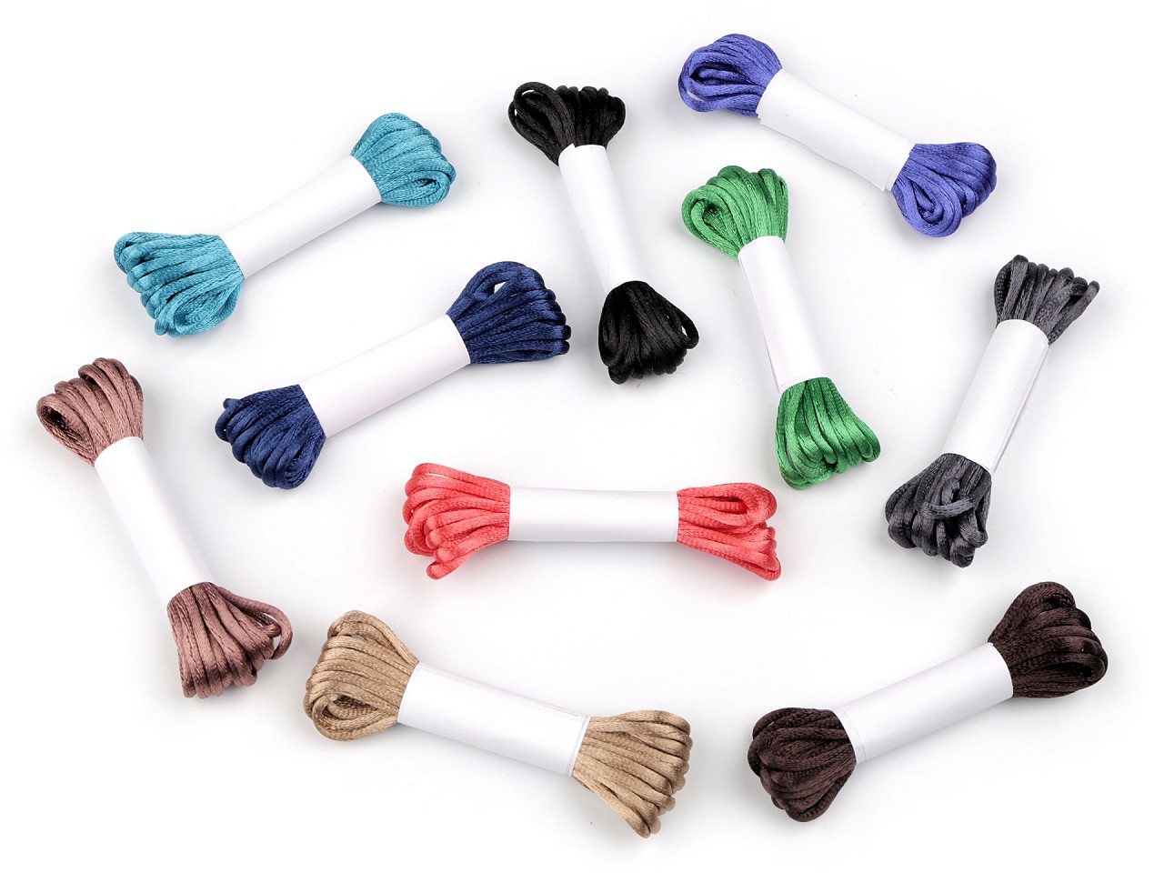 100% Polyester Rattail Satin Cord Ø2mm, bunch per 3m, dark mix, 10 bunch