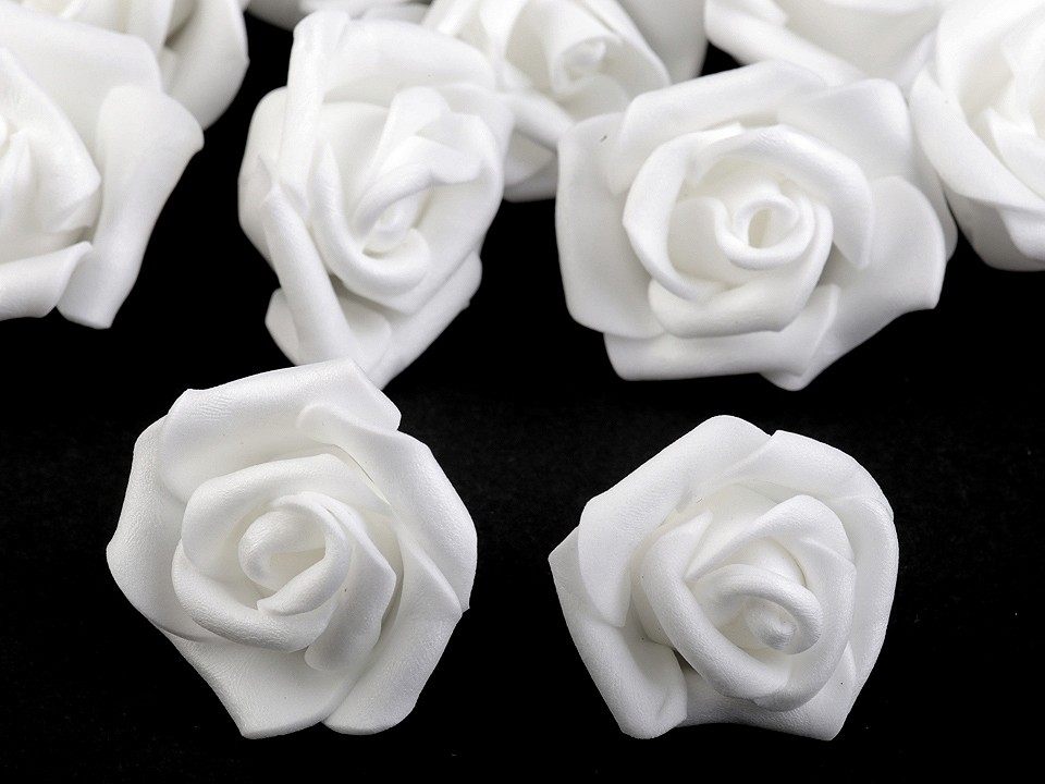 Decorative Foam Rose Ø4 cm, white, 10 pc.