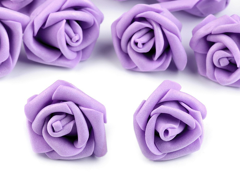 Decorative Foam Rose Ø4 cm, violet lilac, 10 pc.