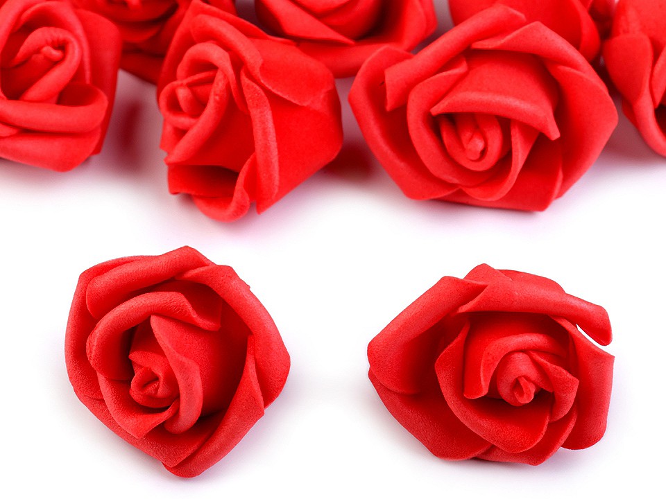 Decorative Foam Rose Ø4 cm, cinnabar red, 10 pc.