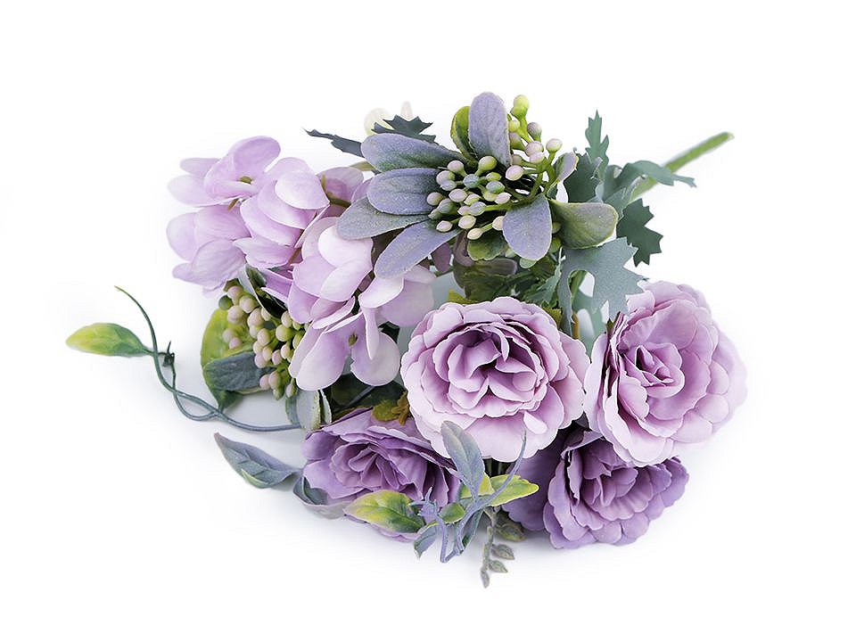 Artificial Bouquet of Roses, Hydrangeas, light violet