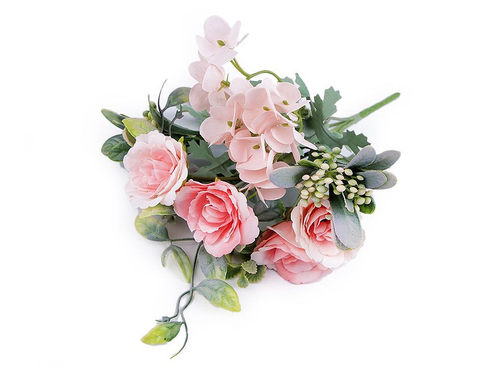 Artificial Bouquet of Roses, Hydrangeas, light pink