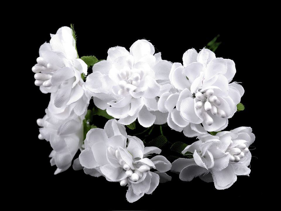 Artificial Flower on Wire / Floral Arrangements, White, 6 pc.