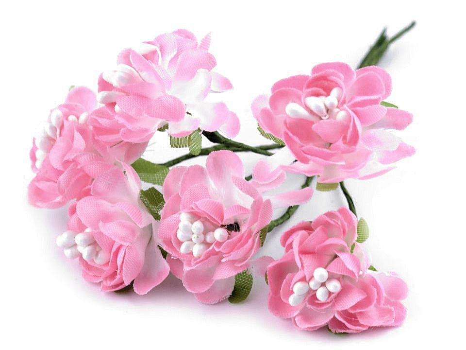 Artificial Flower on Wire / Floral Arrangements, light pink, 6 pc.