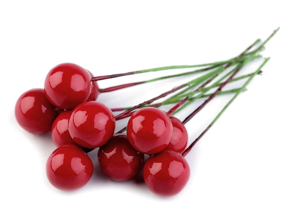 Artificial Red Rowan Berries Ø12 mm, red strawberry, 20 pc.