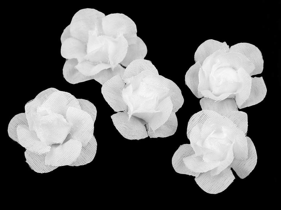 Artificial Rose Flower Ø28 mm, white, 5 pc.