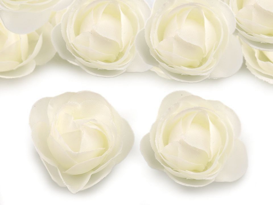 Artificial Flower / Rose Ø35 mm, cream lightest, 4 pc.