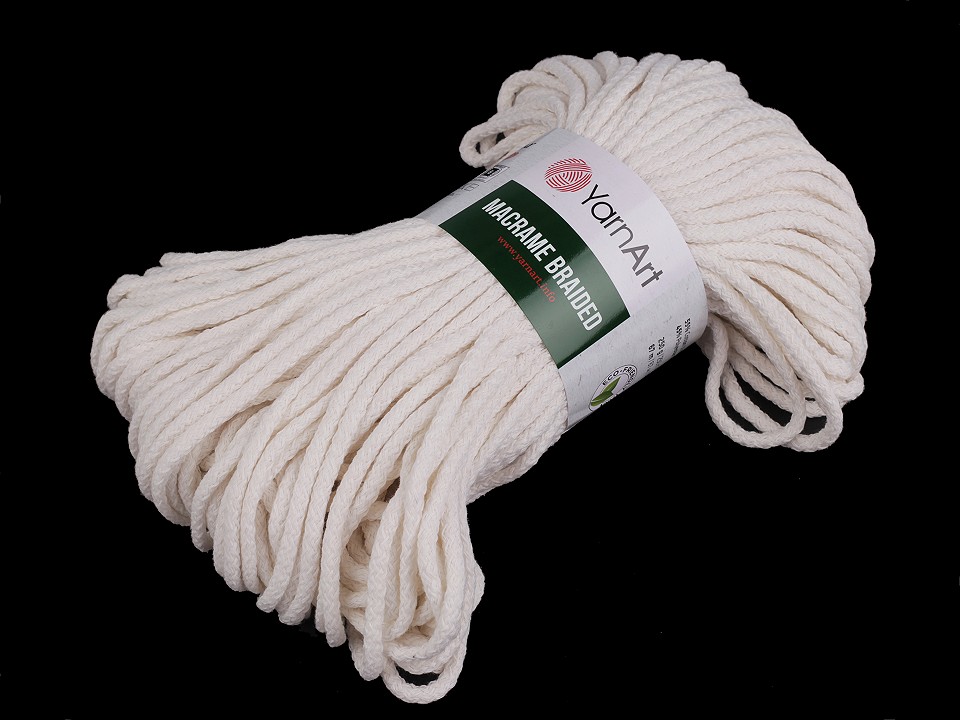 Knitting Yarn Macrame Braided 250 g - cream lightest, 1 Buc.