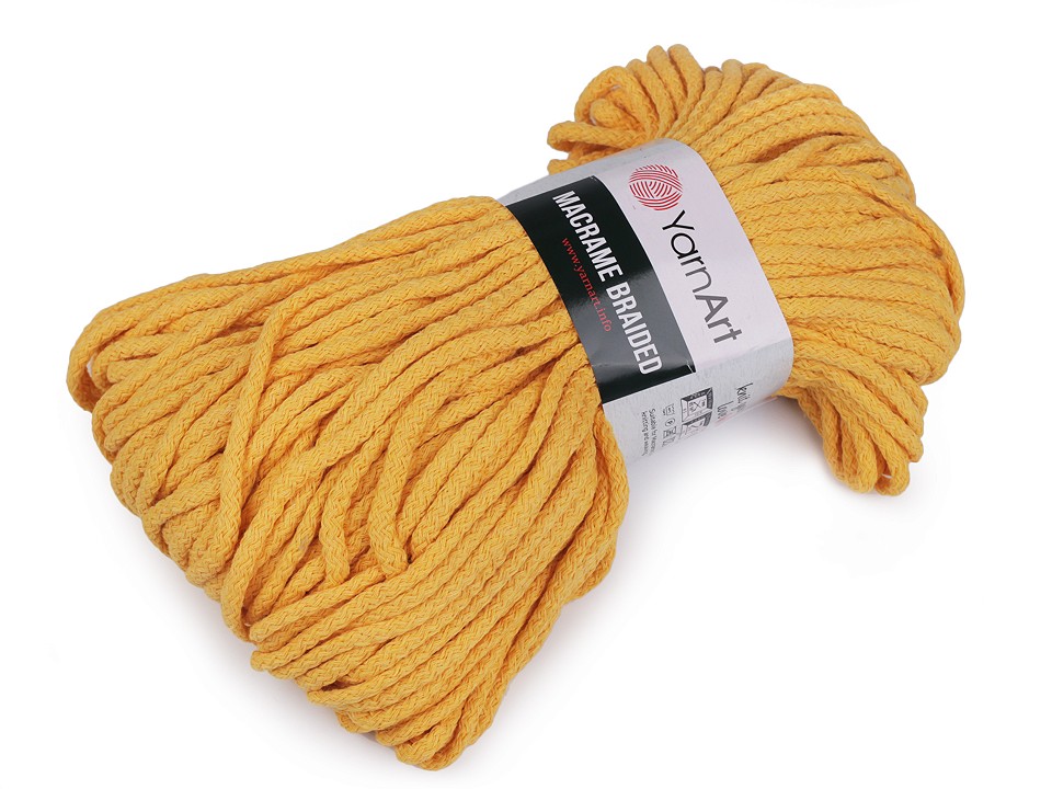 Knitting Yarn Macrame Braided 250 g - mustard, 1 Buc.