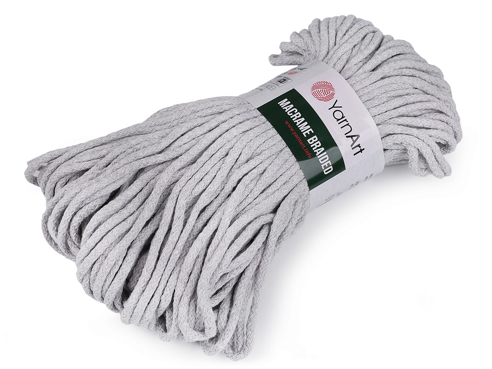 Knitting Yarn Macrame Braided 250 g - very light grey, 1 Buc.