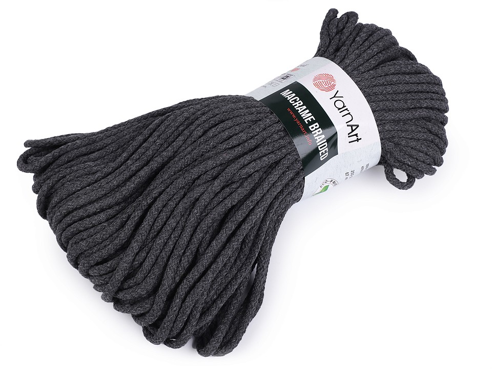 Knitting Yarn Macrame Braided 250 g - dimgrey, 1 Buc.