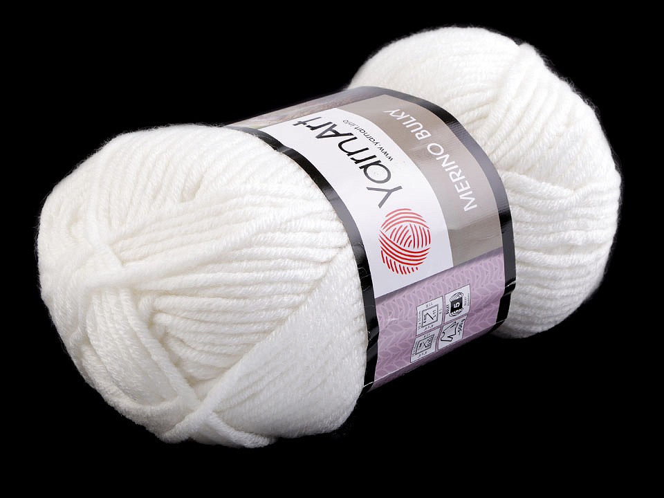 Fir de tricotat Merino bulky, 100 g - alb