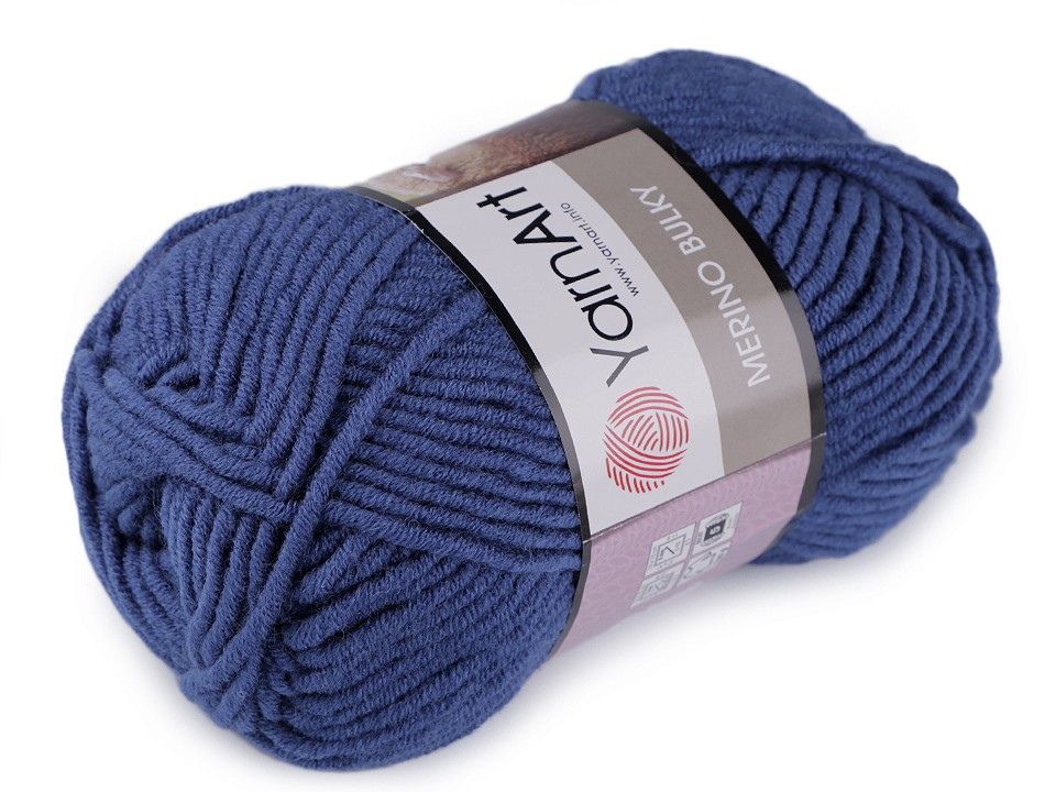 Fir de tricotat Merino bulky, 100 g - albastru