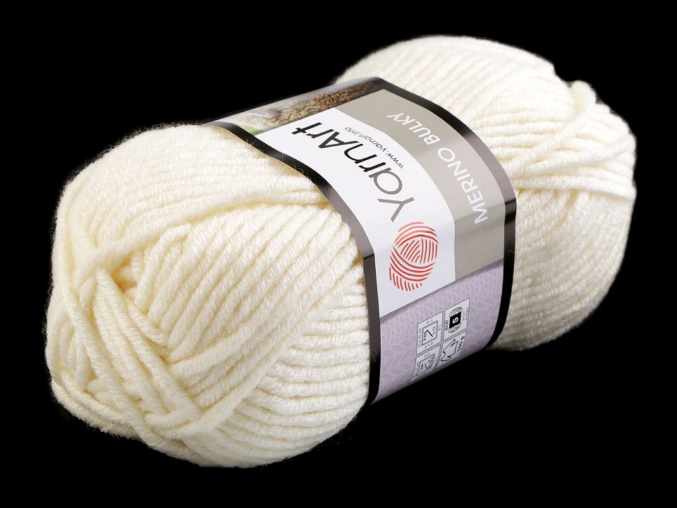 Fir de tricotat Merino bulky, 100 g - crem deschis