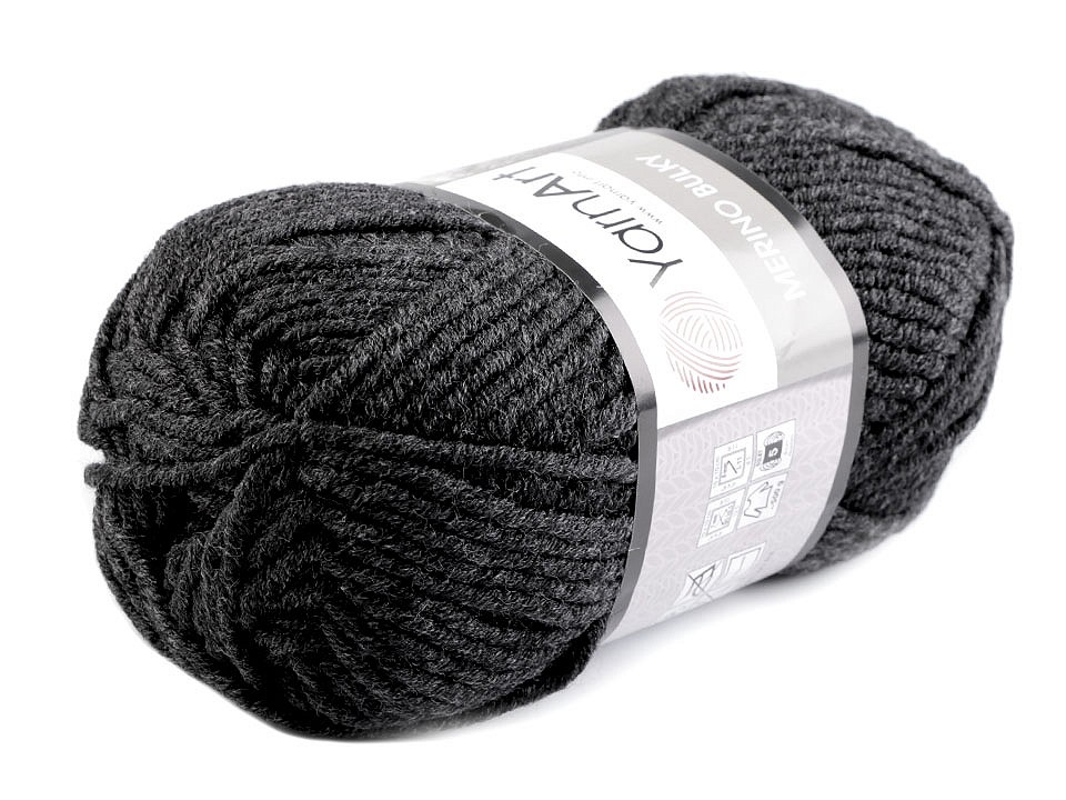 Fir de tricotat Merino bulky, 100 g - gri hematit