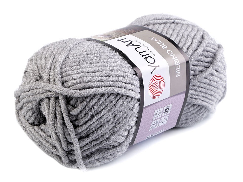 Fir de tricotat Merino bulky, 100 g - gri porumbel