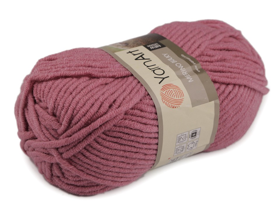 Fir de tricotat Merino bulky, 100 g - roz vintage