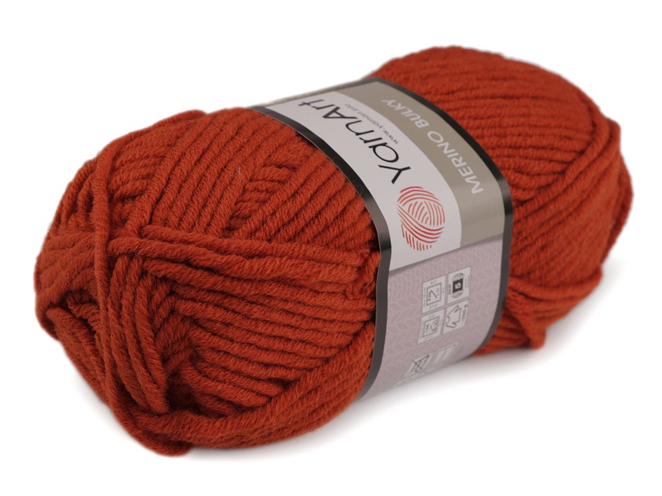 Fir de tricotat Merino bulky, 100 g - ruginiu mediu