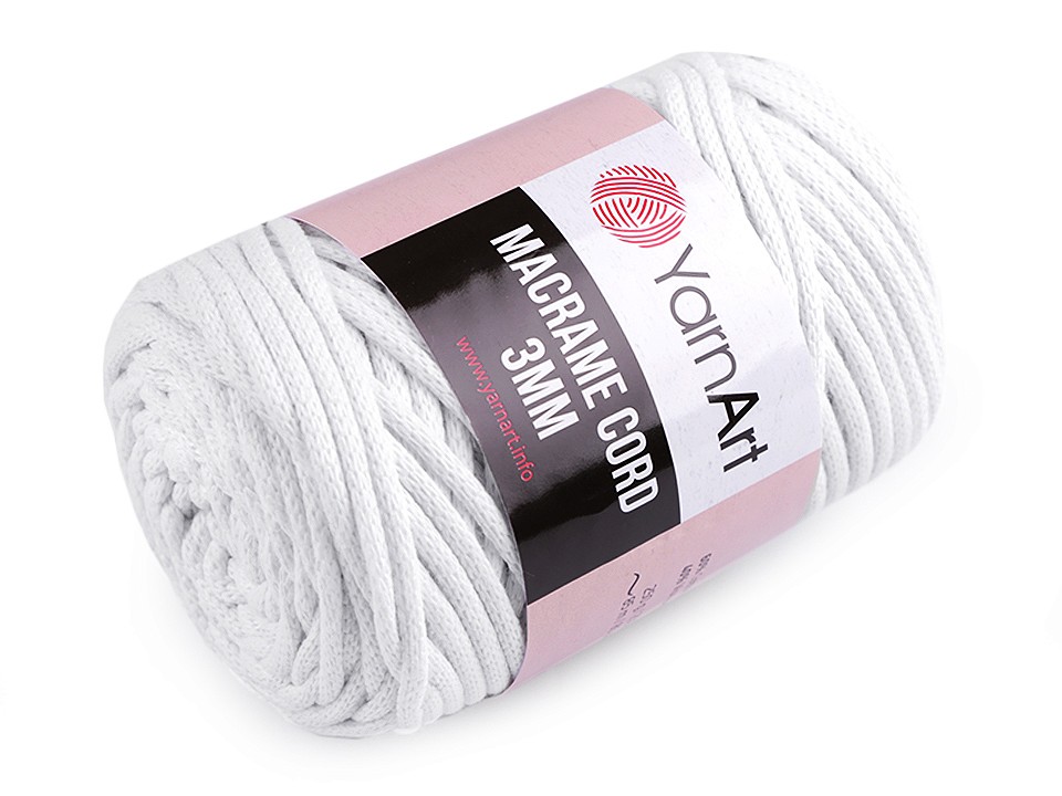 Knitting Yarn Macrame Cord 250 g - white, 1 Buc.