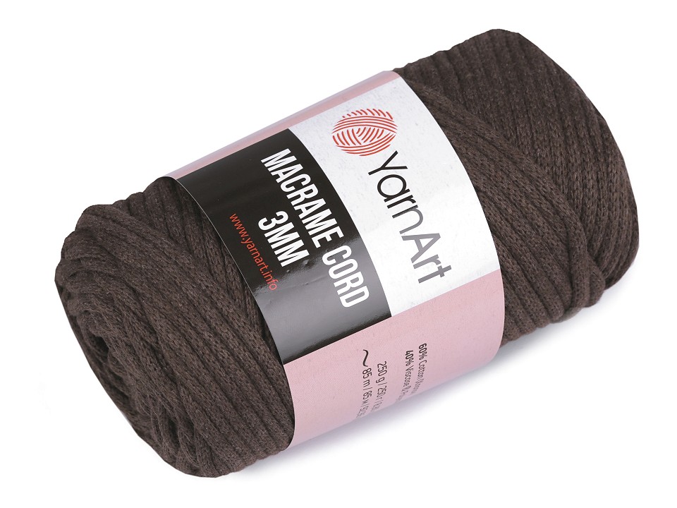 Knitting Yarn Macrame Cord 250 g - darkbeige, 1 Buc.