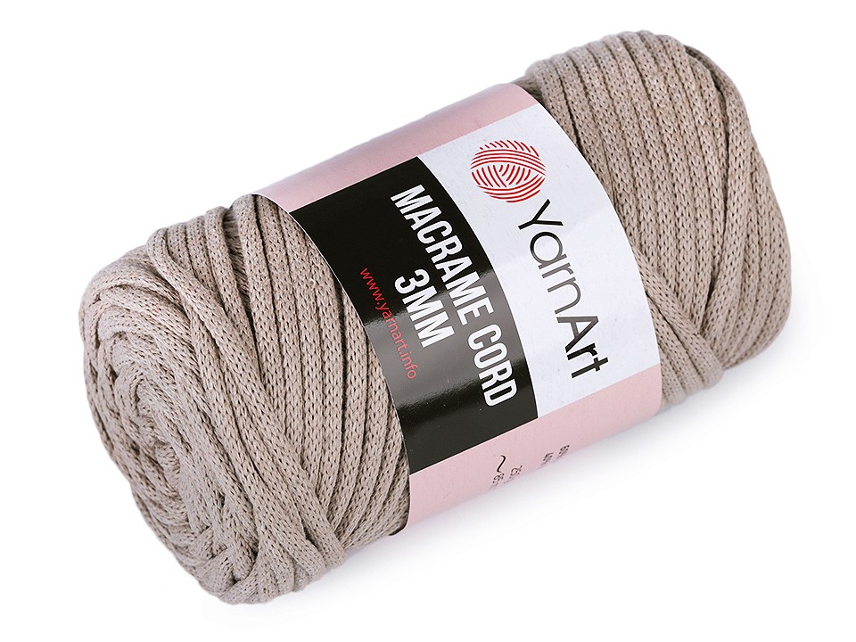 Knitting Yarn Macrame Cord 250 g - beige, 1 Buc.