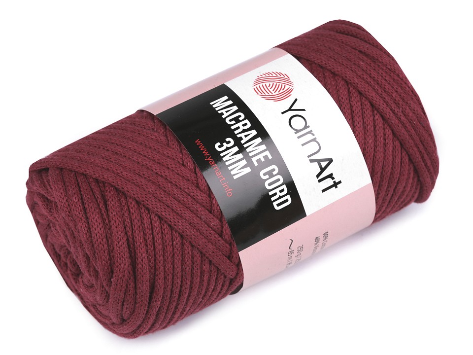 Knitting Yarn Macrame Cord 250 g - bordeaux, 1 Buc.