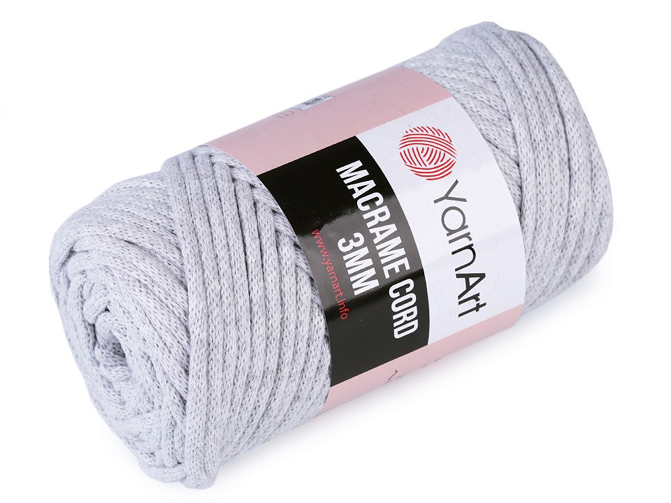 Knitting Yarn Macrame Cord 250 g - very light gray, 1 Buc.