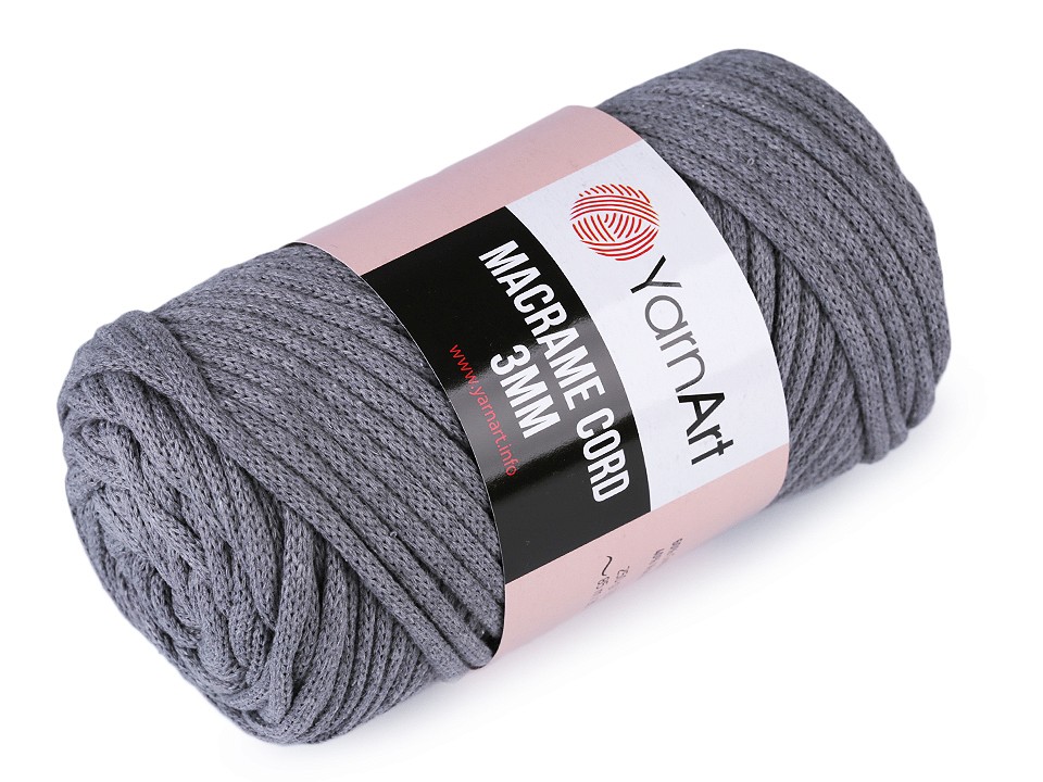 Knitting Yarn Macrame Cord 250 g - grey, 1 Buc.