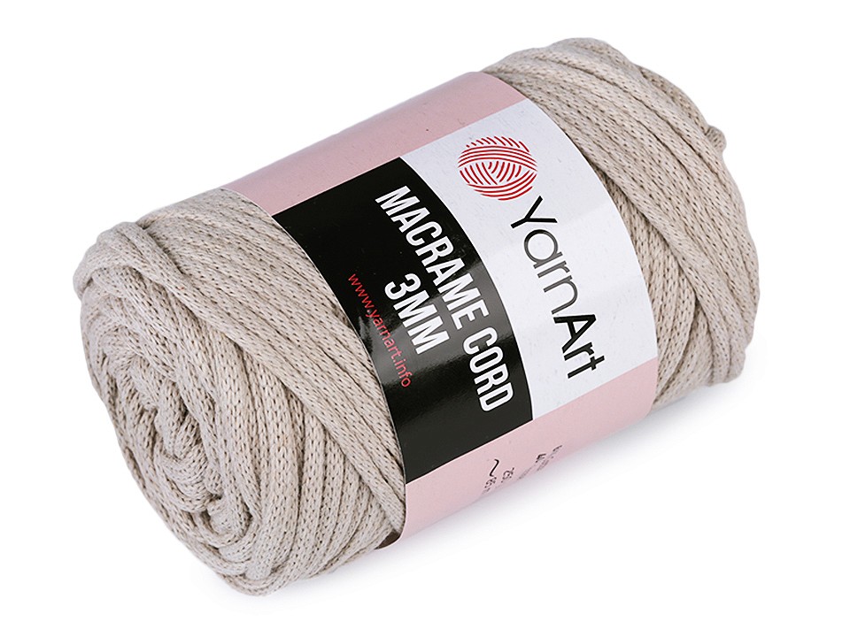 Knitting Yarn Macrame Cord 250 g - ivory, 1 Buc.