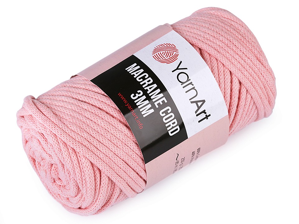 Fir de tricotat / croșetat Macrame Cord, 250 g - roz somon închis