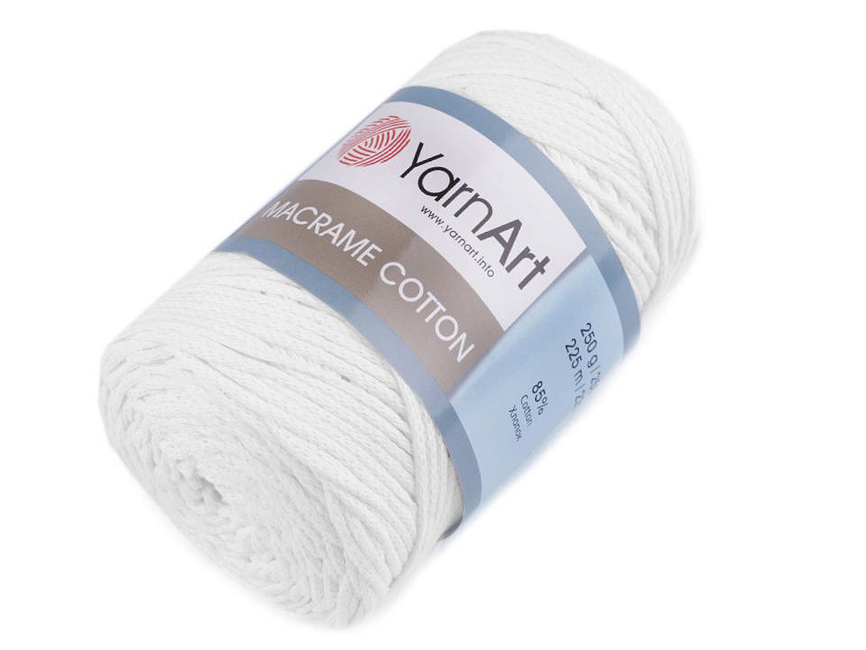 Fir de tricotat / croșetat Macrame Cotton, 250 g - alb