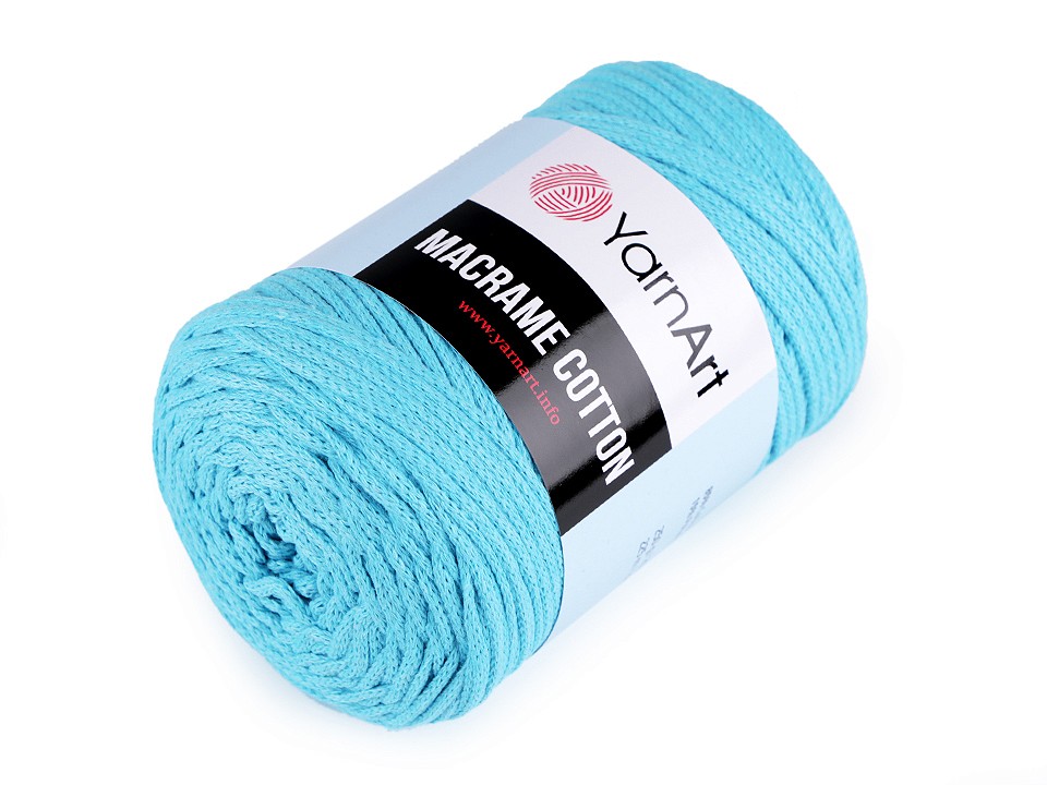 Fir de tricotat / croșetat Macrame Cotton, 250 g - albastru azur