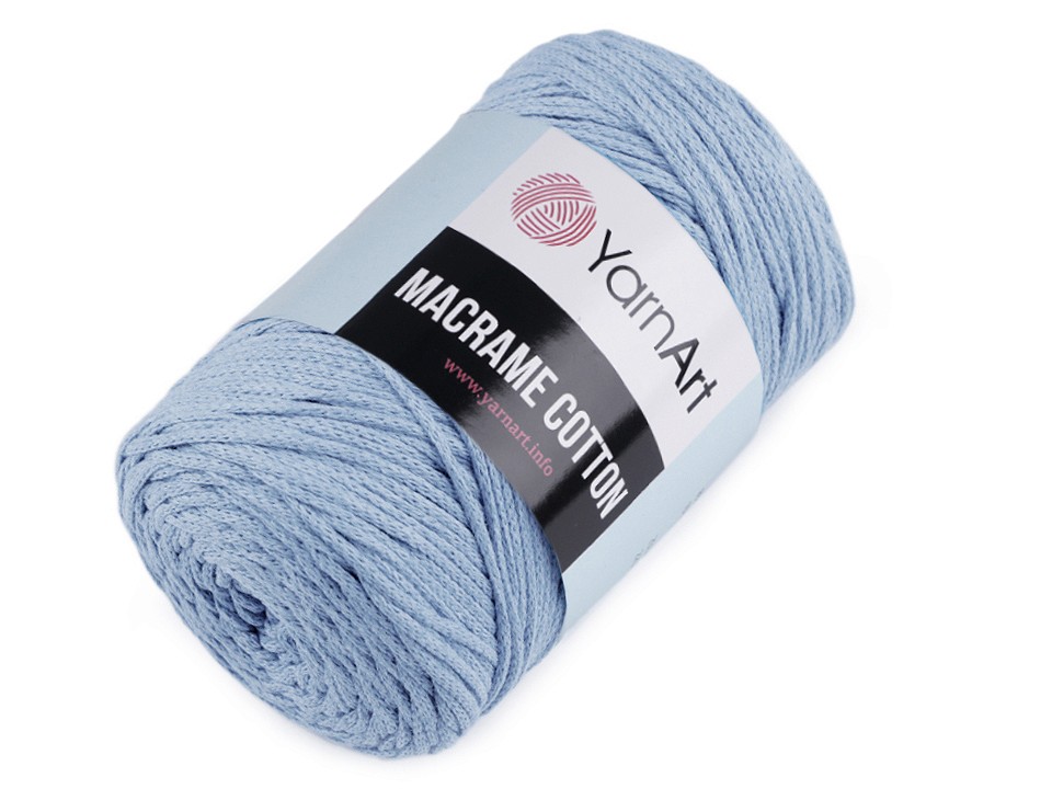 Fir de tricotat / croșetat Macrame Cotton, 250 g - albastru deschis