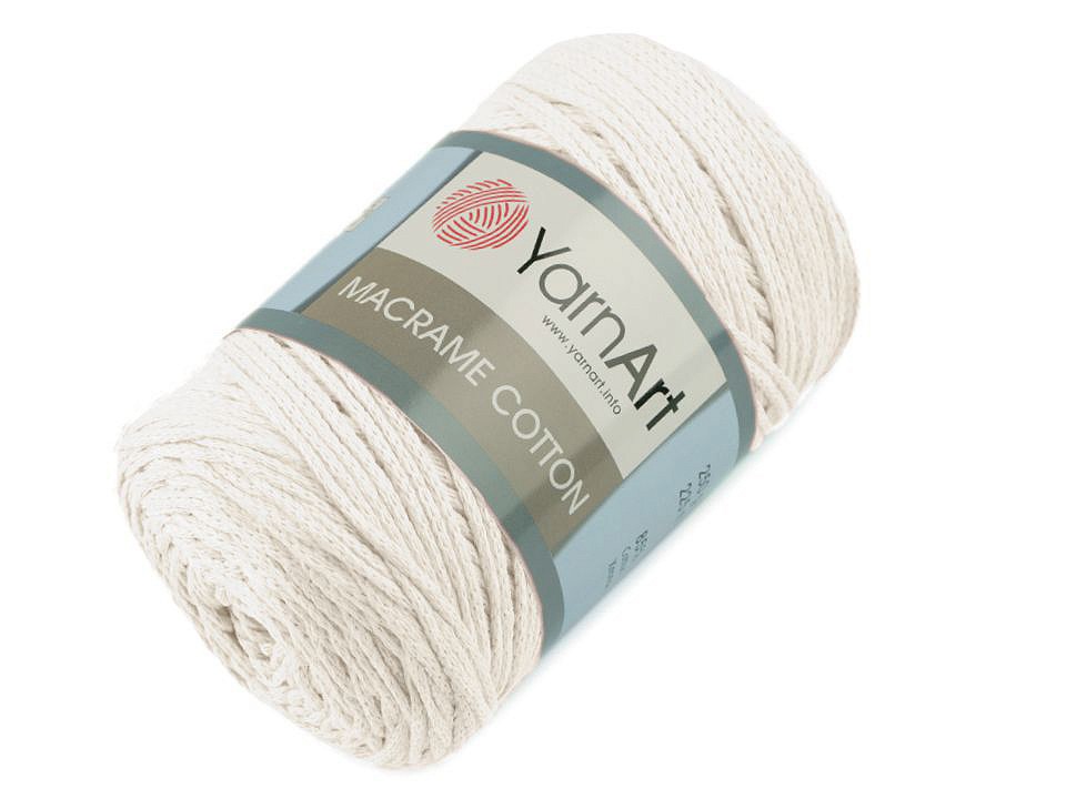 Fir de tricotat / croșetat Macrame Cotton, 250 g - crem foarte deschis