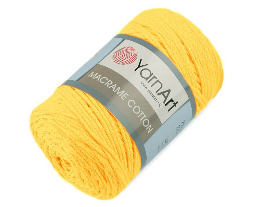 Fir de tricotat / croșetat Macrame Cotton, 250 g - galben untos