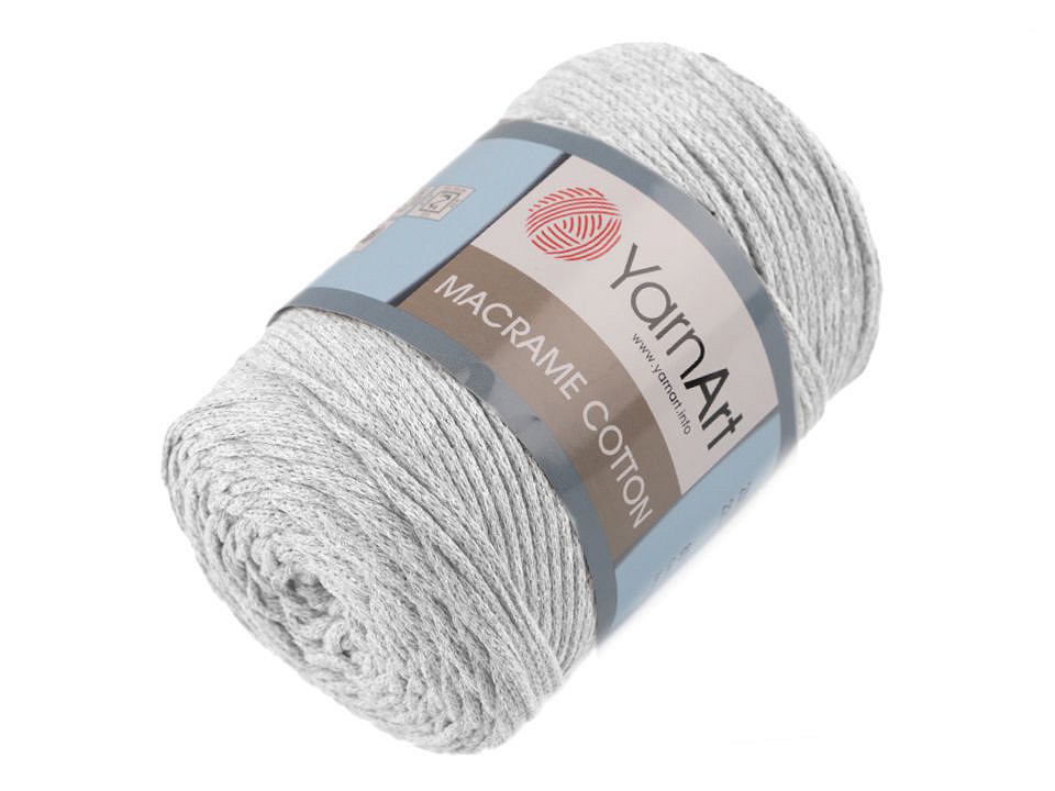 Fir de tricotat / croșetat Macrame Cotton, 250 g - gri foarte deschis