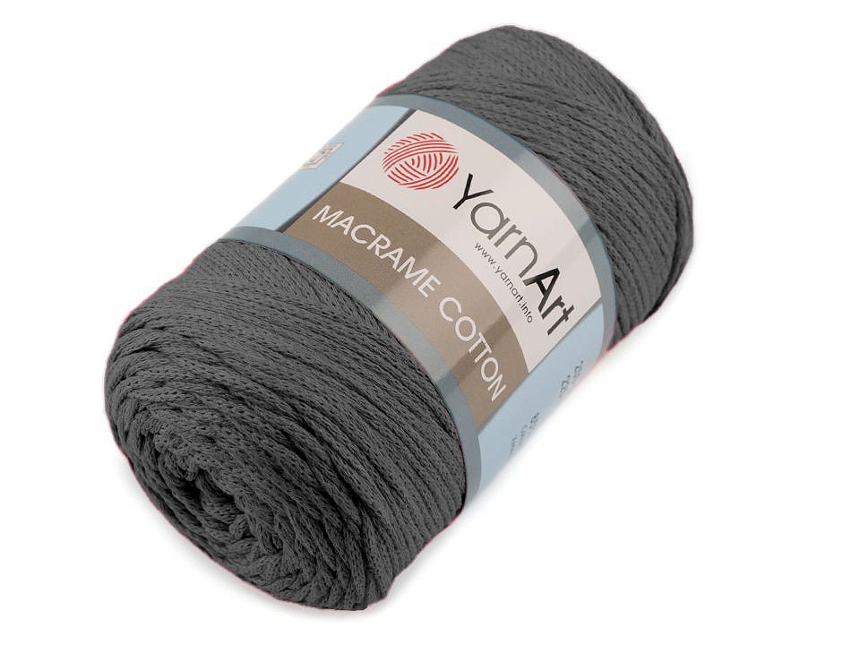 Fir de tricotat / croșetat Macrame Cotton, 250 g - gri închis