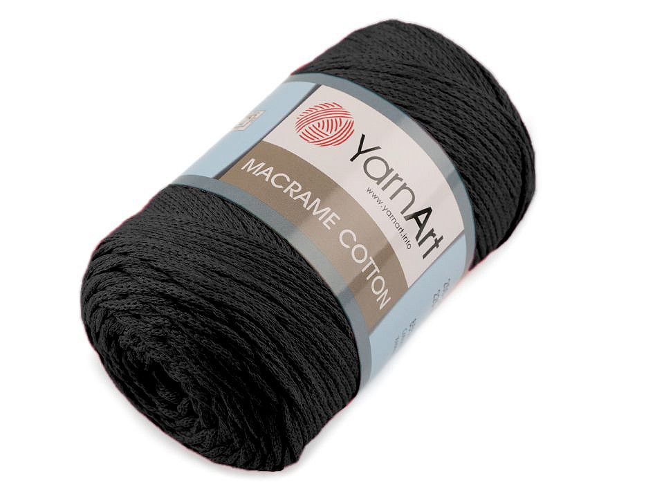 Fir de tricotat / croșetat Macrame Cotton, 250 g - negru