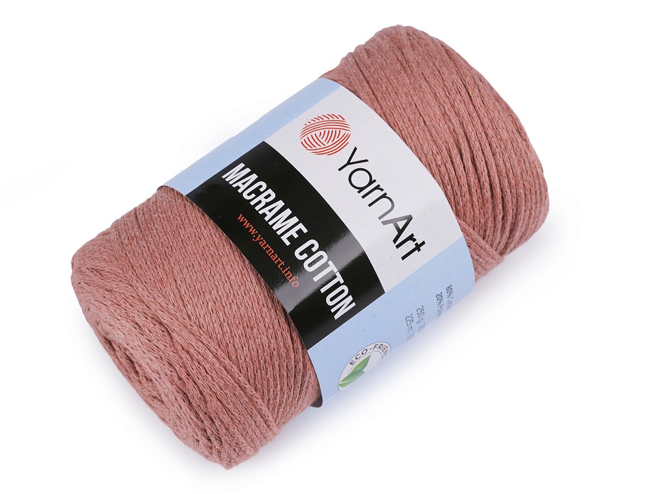 Fir de tricotat / croșetat Macrame Cotton, 250 g - roz vintage - închis