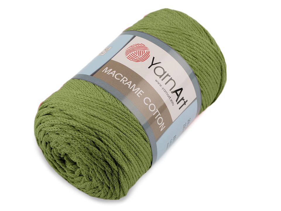 Fir de tricotat / croșetat Macrame Cotton, 250 g - verde kaki mediu