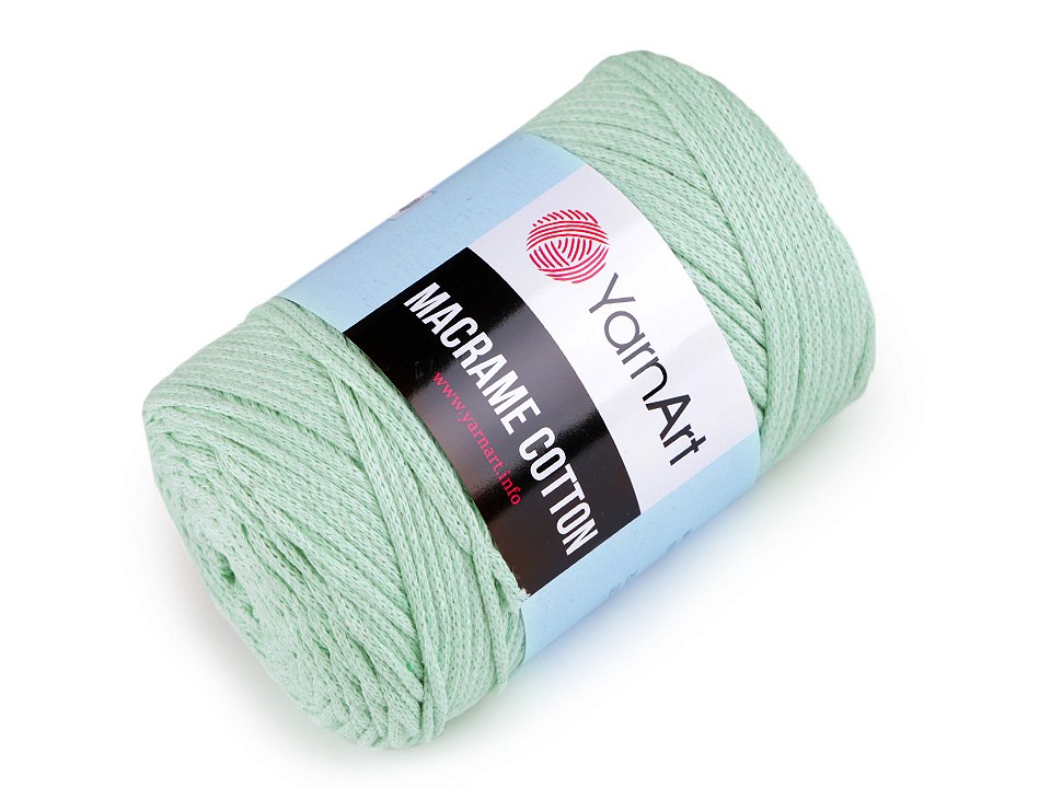 Fir de tricotat / croșetat Macrame Cotton, 250 g - verde mentă