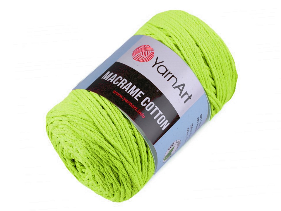 Fir de tricotat / croșetat Macrame Cotton, 250 g - verde neon