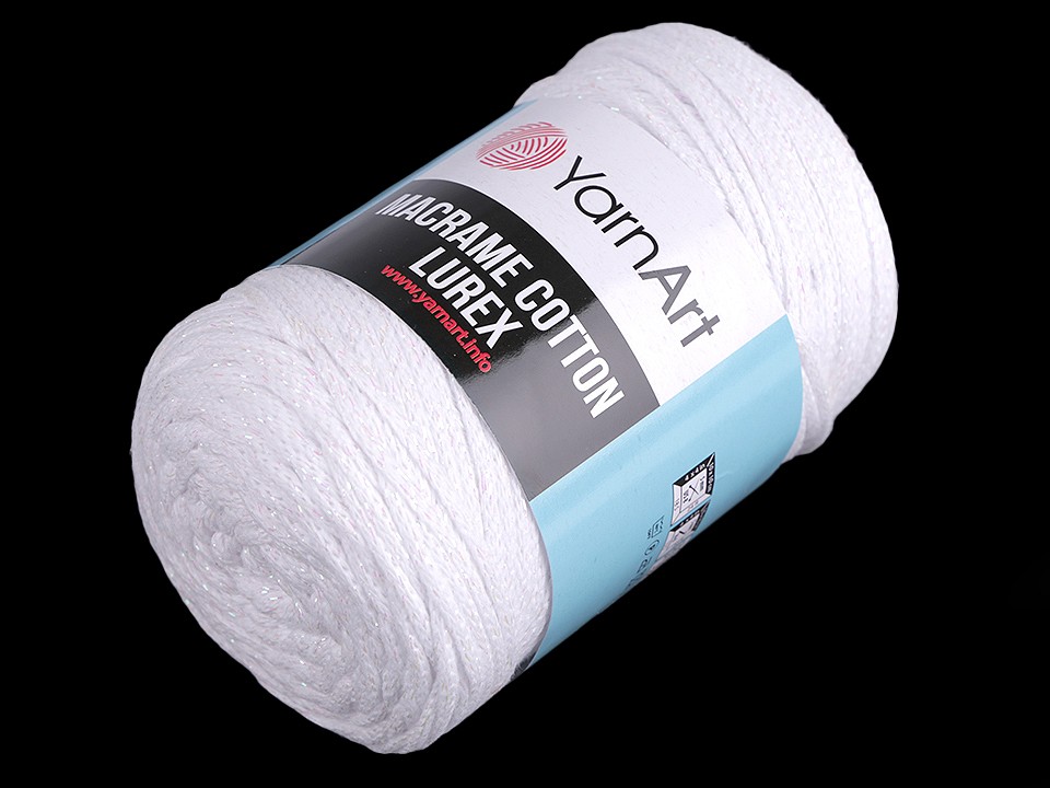 Knitting Yarn Macrame Cotton Lurex 250 g - white - AB, 1 Buc.