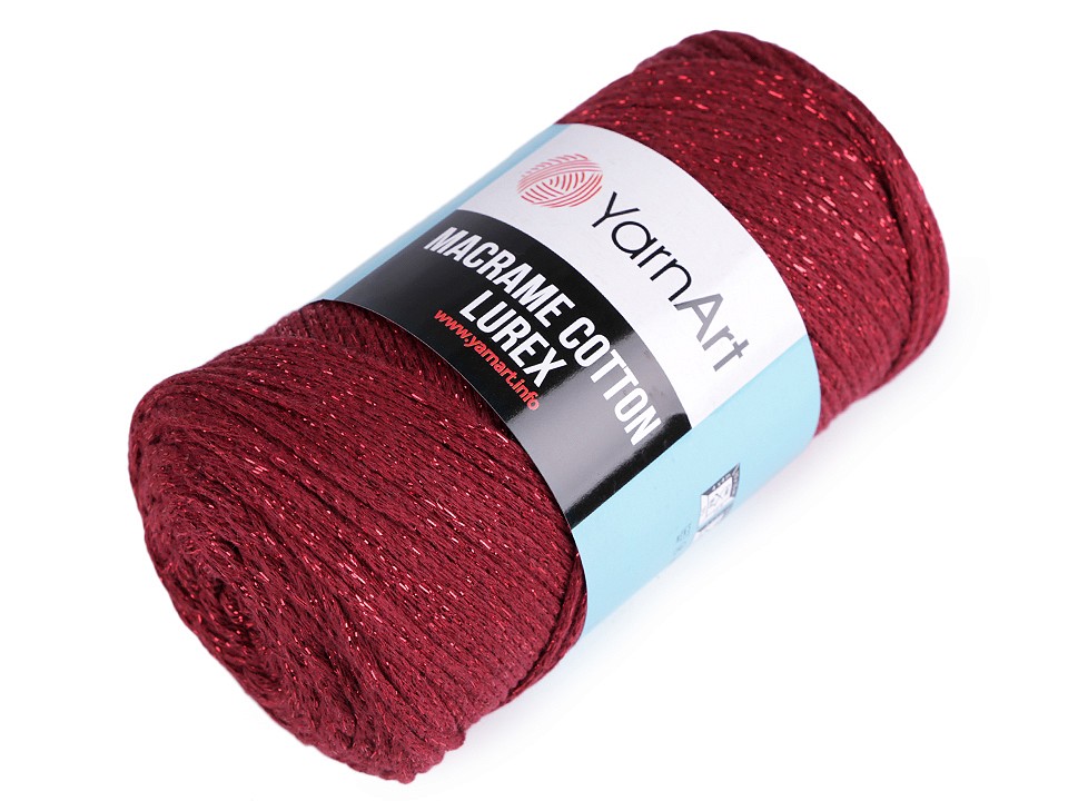 Knitting Yarn Macrame Cotton Lurex 250 g - light wine red, 1 Buc.