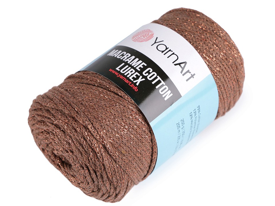 Knitting Yarn Macrame Cotton Lurex 250 g - light brown, 1 Buc.