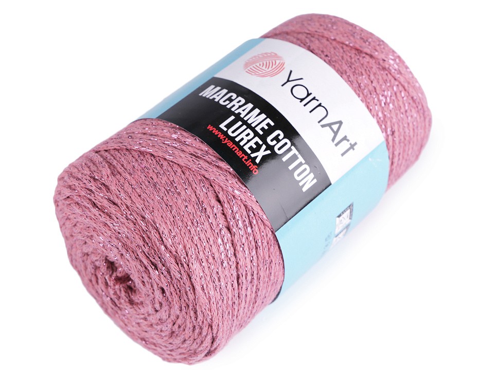 Knitting Yarn Macrame Cotton Lurex 250 g - vintage pink, 1 Buc.