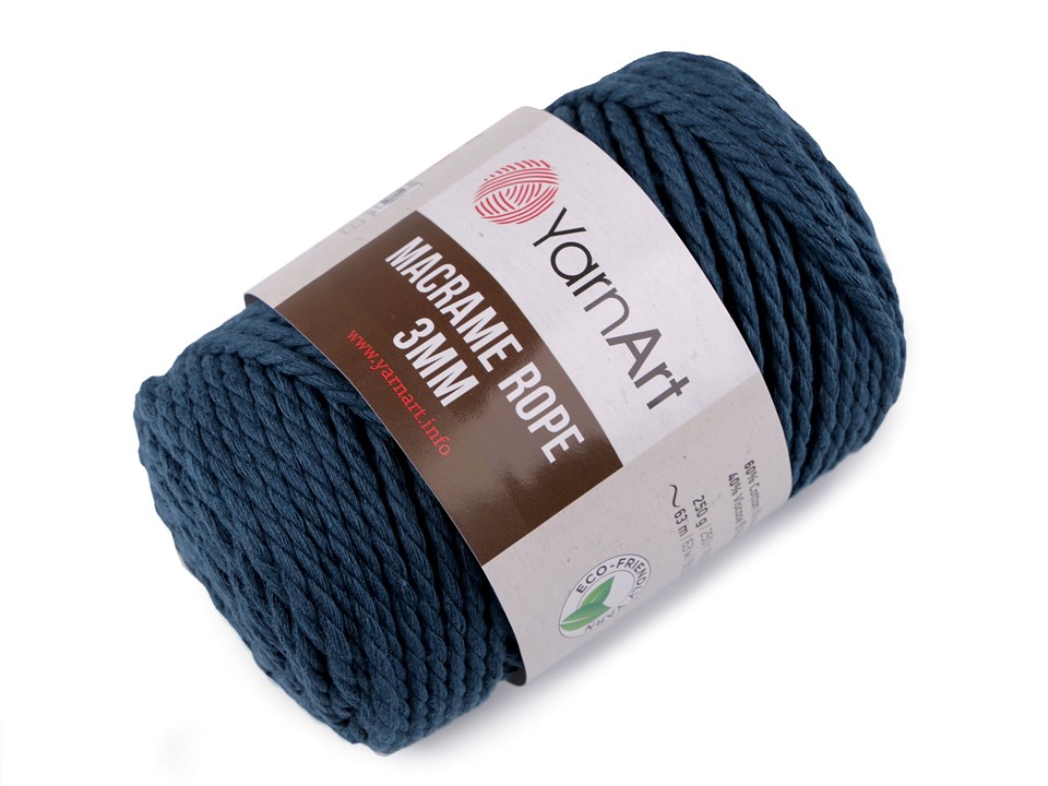 Fir de tricotat / croșetat Macrame Rope, 3 mm, 250 g - gri petrol