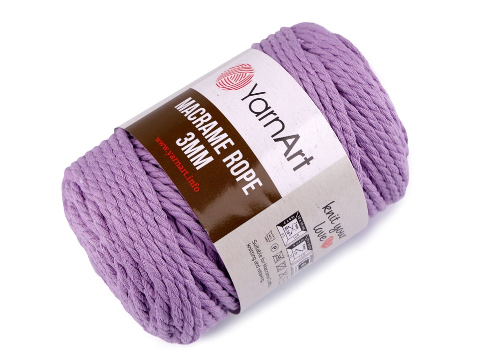 Fir de tricotat / croșetat Macrame Rope, 3 mm, 250 g - mov liliachiu